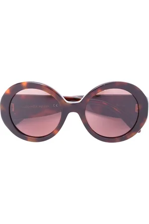 Alexander McQueen Runde Sonnenbrille in Schildpattoptik