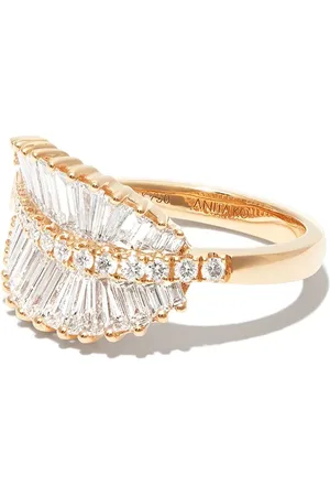 Anita 18kt Palm Leaf Gelbgoldring mit Diamanten
