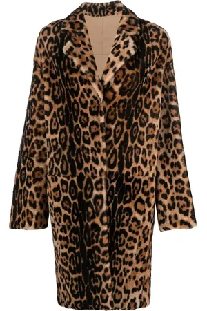 YVES SALOMON Shearling-Mantel mit Leoparden-Print