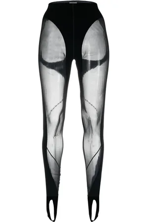 MUGLER X Wolford Leggings mit Steg aus Mesh