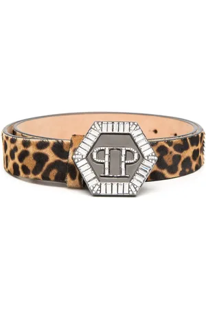 Philipp Plein Hexagon Gürtel mit Leoparden-Print