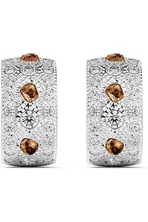 De Beers Kleine 18kt Talisman Weißgoldcreolen mit Diamant