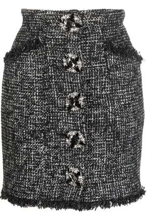 Philipp Plein Tweed-Rock mit Knöpfen