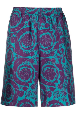 VERSACE Shorts aus Seide mit Barocco Silhouette-Print