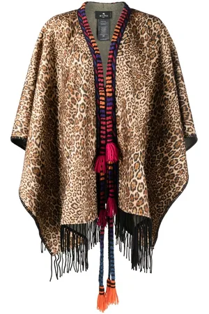 Etro Animalier Cape mit Fransen