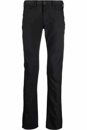 Emporio Armani Schmale Hose mit Logo-Schild