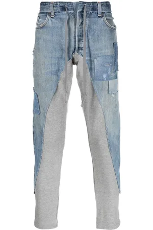 GREG LAUREN Cropped-Jeans mit Patchwork-Detail