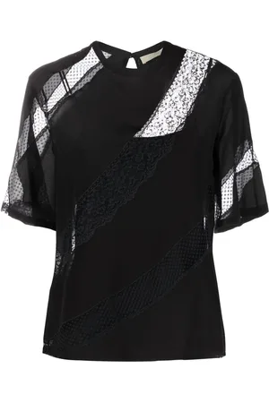 Elie saab T-Shirt mit Spitzeneinsätzen