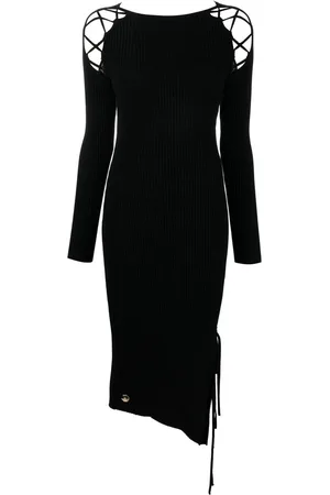 Philipp Plein Geripptes Strickkleid