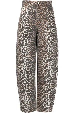 Ganni Tapered-Jeans mit Leoparden-Print