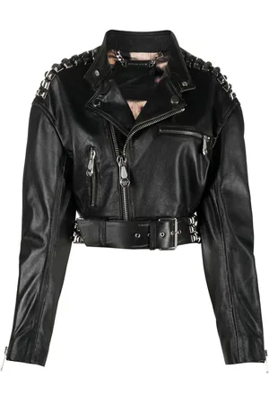 Philipp Plein Cropped-Lederjacke mit Nieten