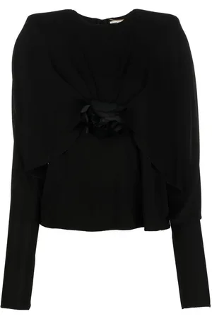 Saint Laurent Oberteil aus Krepp mit Blume