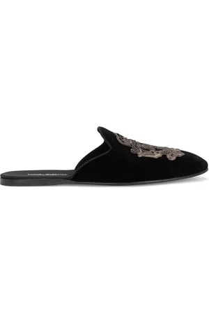 Dolce & Gabbana Bestickte Slipper in Samtoptik