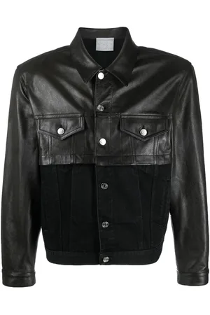VTMNTS Jeansjacke mit Ledereinsatz