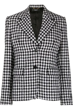 VERSACE Tweed-Blazer mit Hahnentrittmuster