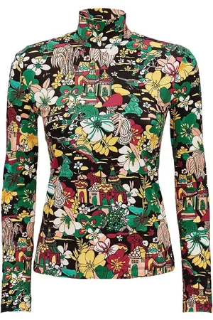 La DoubleJ Rollkragenoberteil mit Blumen-Print