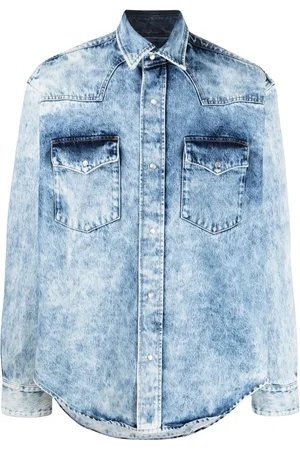VTMNTS Jeanshemd mit Acid-Wash-Effekt