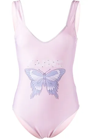 Ganni Badeanzug mit Schmetterling-Print