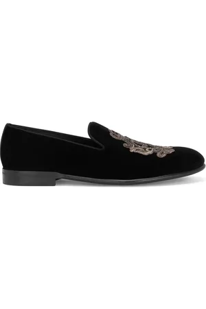 Dolce & Gabbana Bestickte Slipper in Samtoptik