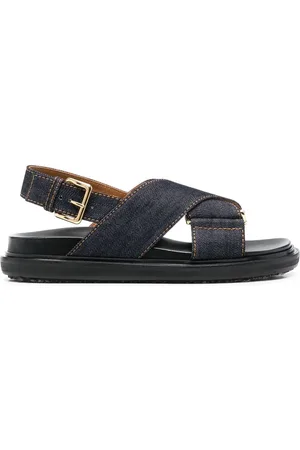 Marni Jeanssandalen mit überkreuzten Riemen