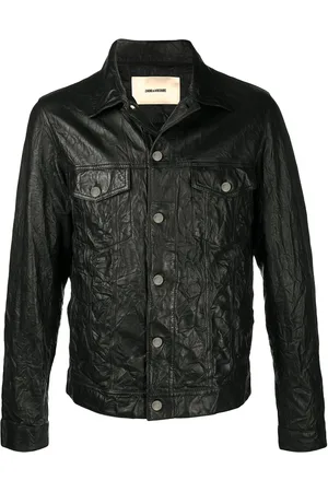 Zadig & Voltaire Base Lederjacke mit Knitteroptik