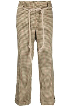 JEJIA Karierte Hose mit Gürtel