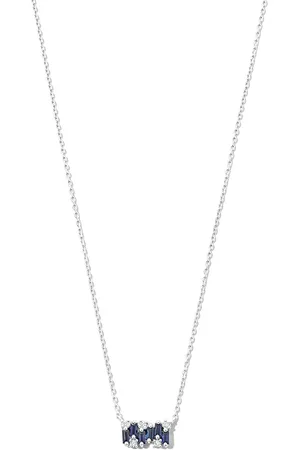 Suzanne Kalan 18kt Weißgoldhalskette mit Diamanten und Saphir