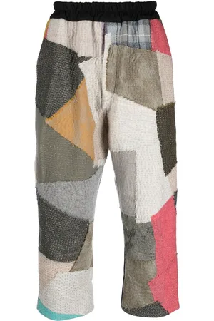 BY WALID Cropped-Hose im Patchwork-Look