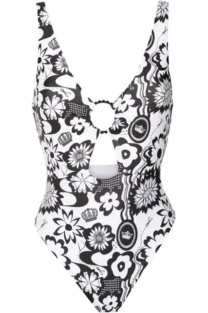 AMIR SLAMA Badeanzug mit Blumen-Print
