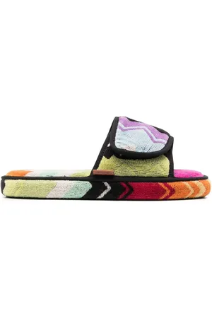 Missoni Gestreifte Slipper mit Klettverschluss
