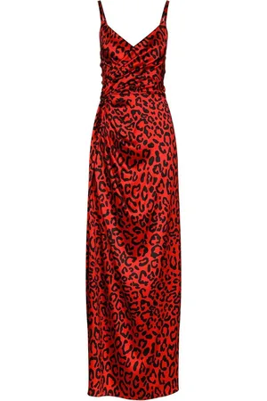 Dolce & Gabbana Gerafftes Kleid mit Leoparden-Print