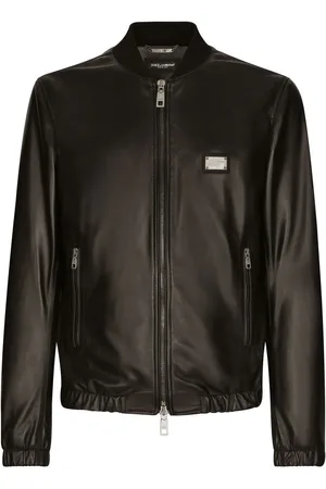 Dolce & Gabbana Lederjacke mit Logo-Applikation