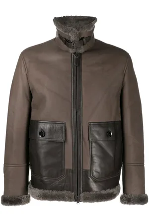BRIONI Lederjacke mit Einsätzen aus Shearling