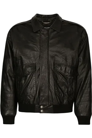 Dolce & Gabbana Lederjacke mit Logo-Schild