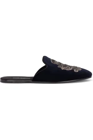 Dolce & Gabbana Bestickte Slipper in Samtoptik