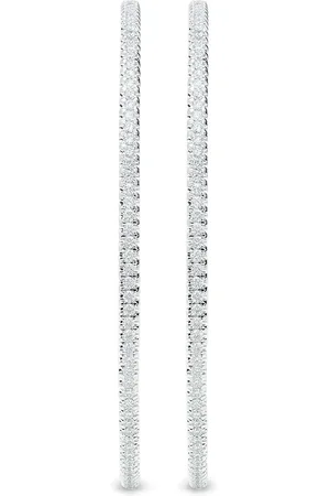 De Beers 18kt DB Classic Weißgoldcreolen mit Diamanten