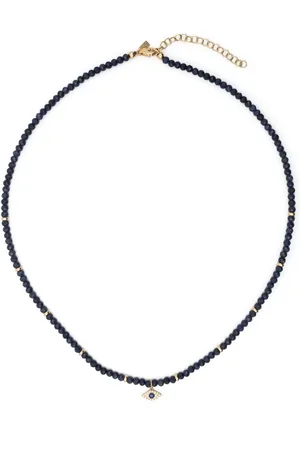 EF Collection 14kt Evil Eye Gelbgoldhalskette mit Perlen