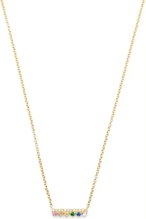 EF Collection 14kt Chloe Bar Gelbgoldhalskette mit Diamanten