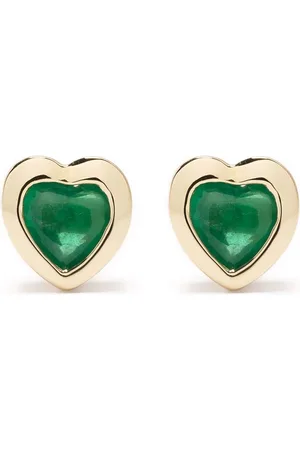 EF Collection 14kt Gelbgoldohrstecker mit Smaragd