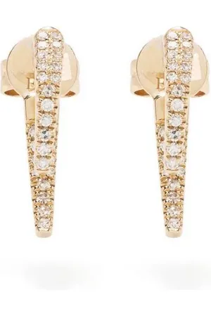 EF Collection 14kt Mini Hook Gelbgoldohrringe mit Diamanten