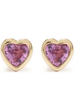 EF Collection 14kt Heart Gelbgoldohrstecker mit Saphir