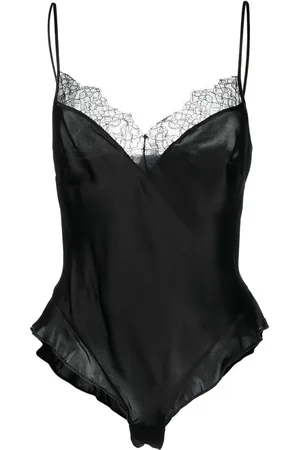 MAISON CLOSE Seidenbody mit Spitzenbesatz