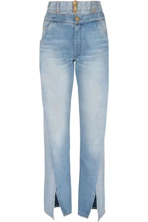 Balmain Gerade High-Rise-Jeans