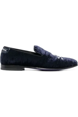Philipp Plein Skull and Bones Loafer aus Samt