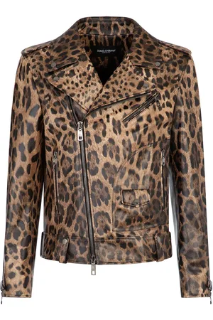 Dolce & Gabbana Lederjacke mit Leoparden-Print