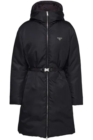 Prada Re-Nylon Daunenmantel mit Kapuze