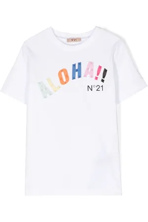 Nº21 T-Shirt mit Slogan-Applikation