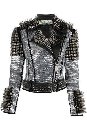 Philipp Plein Bikerjacke mit Kristallen