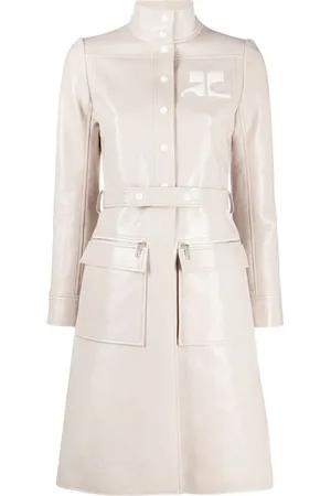 Courrèges Vinyl-Trenchcoat mit Logo-Applikation