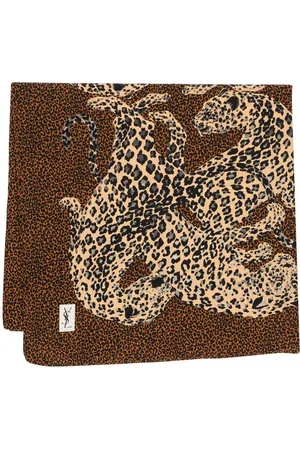 Saint Laurent 1980 Seidenschal mit Leoparden-Print